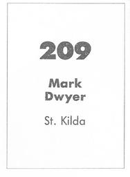 1990 Select AFL Stickers #209 Mark Dwyer Back